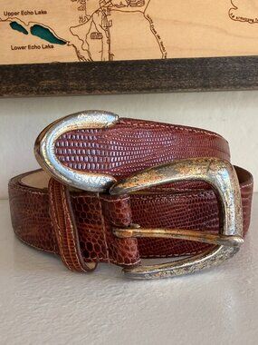 Vintage Nine West genuine leather lizzard texture adjustable caramel brown len